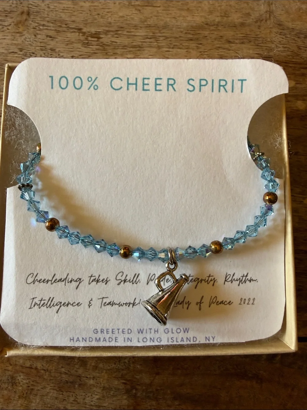 Handmade Cheerleading Beaded bracelet New with box Cheer Spirit Gift